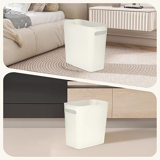 Versatile 1.8 Gallon Plastic Trash Can - The Compact Bin for Bathroom, Kitchen, or Home Office - White