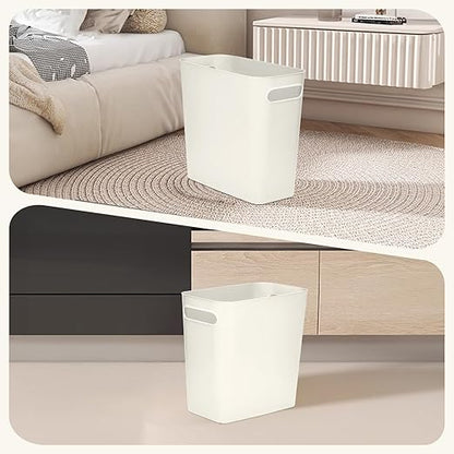 Versatile 1.8 Gallon Plastic Trash Can - The Compact Bin for Bathroom, Kitchen, or Home Office - White