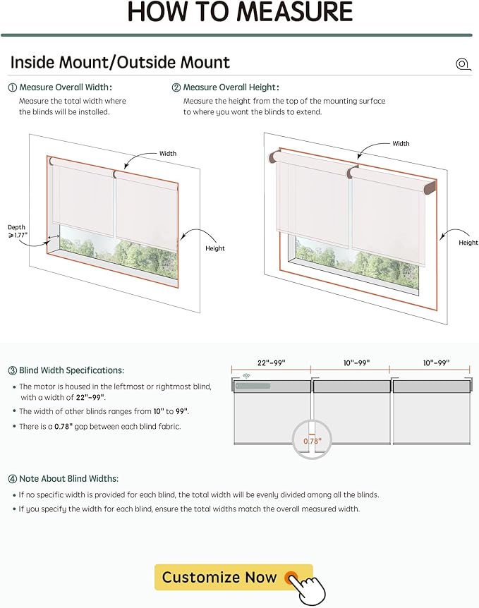 Yoolax Smart Coupled Roller Shades Compatible with Alexa Google, Motorized Blinds with Remote Light Filtering Coupled Roller Shades for X-Large Windows, Custom Size(XL Coupled-Foggy Gray)