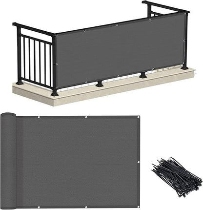 LOVE STORY Balcony Privacy Screen, 3'x5' Deck Shield Screen Fence Cover,UV Protection and Weather-Resistant,3 FT Height for Deck, Patio, Backyard, Outdoor Pool, Porch, Railing, Dark Grey
