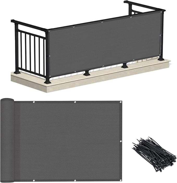 LOVE STORY Balcony Privacy Screen, 3'x13' Deck Shield Screen Fence Cover,UV Protection and Weather-Resistant,3 FT Height for Deck, Patio, Backyard, Outdoor Pool, Porch, Railing, Dark Grey