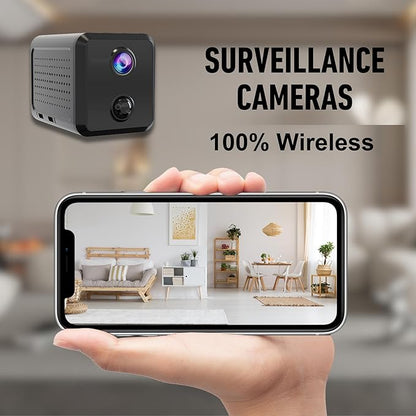 Wireless Mini Security Camera FKJ-WiFi, Remoted App Viewing, Long time Standby Battery Camera for Home, 2K Live View, Portable,Indoor with Auto Night Vision & Real-time Motion Alerts