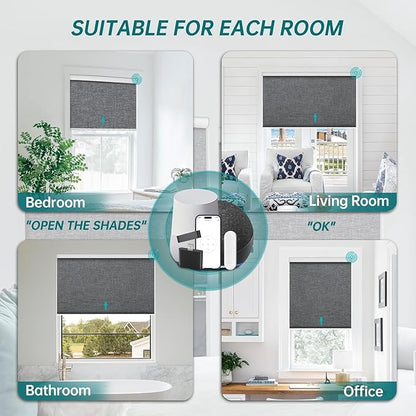 Motorized Blinds No Drill, Automatic Roller Shades with Remote,【Easy to Install】 Cordless Electric Blinds for Window, Customized Smart Blinds, 100% Blackout