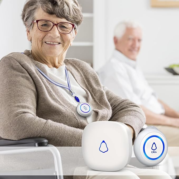 Wireless Caregiver Pager, Medical Alert Systems with 3 Call Buttons and 2 Receivers for Seniors/Elderly at Home, Emergency Panic SOS Call Bell, Nurse Calling & Patient Assistance Alert