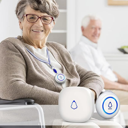 Wireless Caregiver Pager, Medical Alert Systems with 3 Call Buttons and 2 Receivers for Seniors/Elderly at Home, Emergency Panic SOS Call Bell, Nurse Calling & Patient Assistance Alert