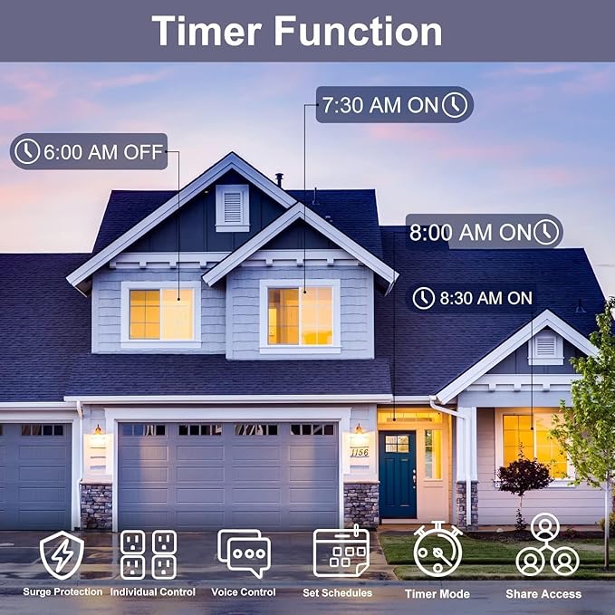 XENON ZigBee Power Strips, Voice/APP/Timer, 4 Individually Controlled Outlets, Compatible with Alexa Google Home, Need ZigBee Gateway Hub
