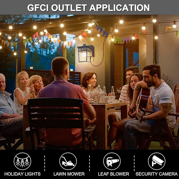 Outdoor Porch Light with GFCI Outlet Built in, Dusk to Dawn Outdoor Lighting with Clear Glass Shade, Waterproof Outdoor Wall Sconce Exterior Lights for House Garage Front Door, Bulb Included(Gray)