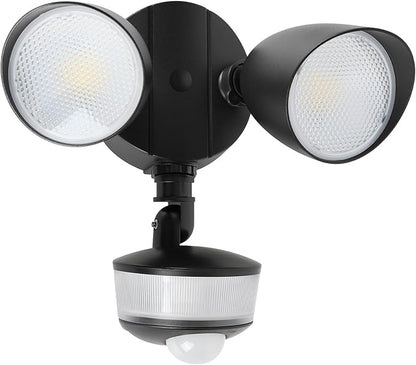 LUTEC 34W 3700 Lumen LED Security Light Motion Sensor Outdoor Lights with Night Light, 5000K Daylight, IP65 Waterproof, Dusk to Dawn, Hardwired Motion Detector Flood Light for Garage, Yard-Black