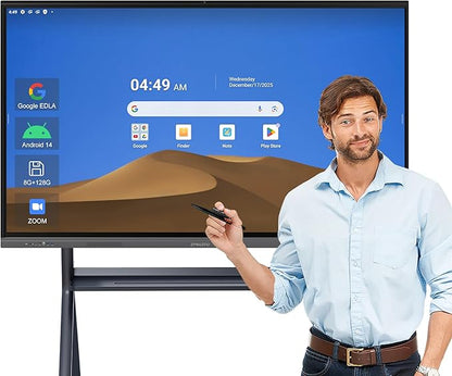 75" 4K Smart Board,Google EDLA Certified with 50MP AI Camera,40-Point Touch Digital Whiteboard,Android 14, 8+128GB,SmartBoard for Classroom Office Home（Wall Mount Included） (75 Inch)