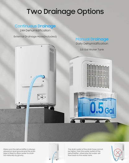 2500 Sq.Ft Dehumidifier for Basement Home, ASAHWo 34 Pints Dehumidifier with Drain Hose, Quiet Portable Dehumidifiers for Bathroom Large Room, Bedroom, Auto Defrost,Smart Humidity Control,24H Timer