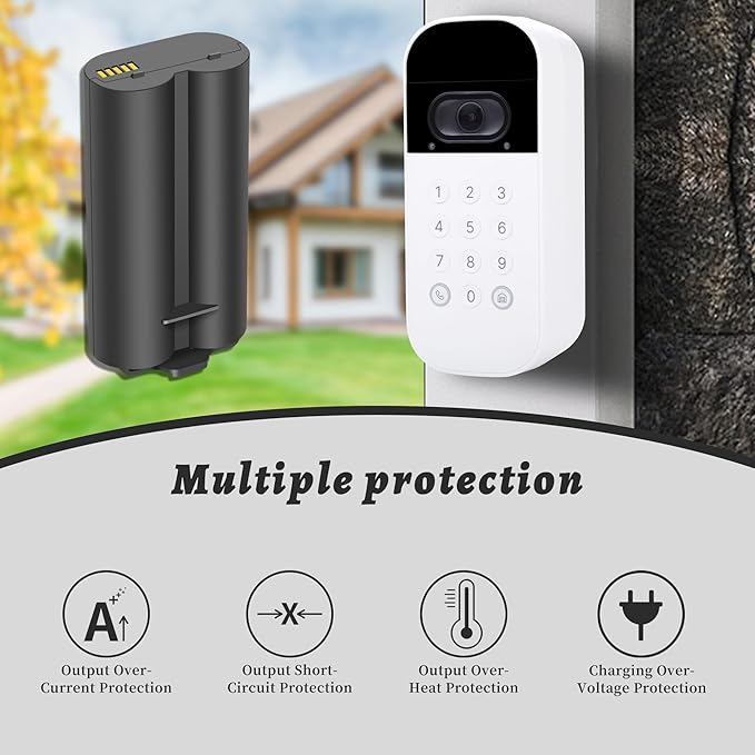 2-Pack 7000mah Battery Replacement for myQ Smart Garage Video Keypad Alarm System, Rechargeable Battery Compatible with MYQ 18650MH1-1S2P with USB-C Charging Cable, Li-ion 3.7V 25.9Wh