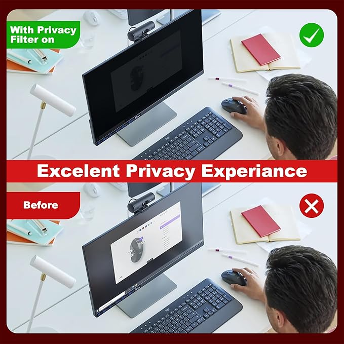 [2-Pack] 20 Inch Computer Privacy Screen Filter (16:9 Aspect Ratio) - Removable, Anti Glare & Blue Light Blocking, Compatible with HP Dell ASUS Acer Samsung Monitors