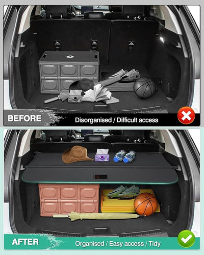 Powerty Retractable Cargo Cover for or 2020-2023 Lincoln Aviator Base 3.0 L (JUST for 7-Seater), Canvas Texture Trunk Cover Privacy Screen Rear Security Shade for Aviator Accessories