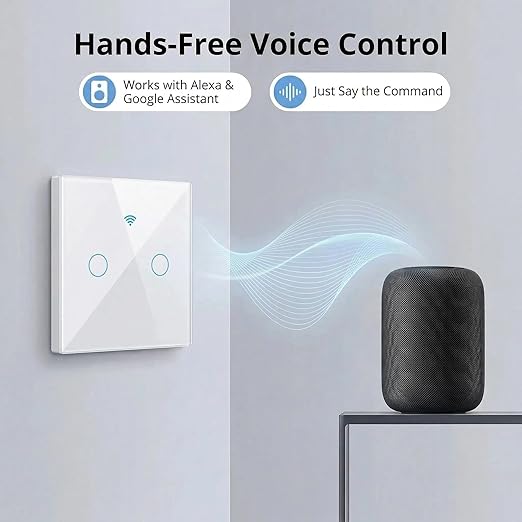Smart Touch Light Switch 3 Gang, T34 Tri-Mode WiFi BT 433MHz, Tuya App Control, Compatible with Alexa & Google Assistant, No Hub, 10A, Triple Gang Wall Switch for Home (White)