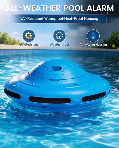 Smart Pool Alarm with App for Inground & Above Ground Pools, Adjustable Sensitivity Water Detection Alarm up to 20x40ft, 85dB+ Safety Alerts for Kids, Pets & Accidental Entry(Blue)