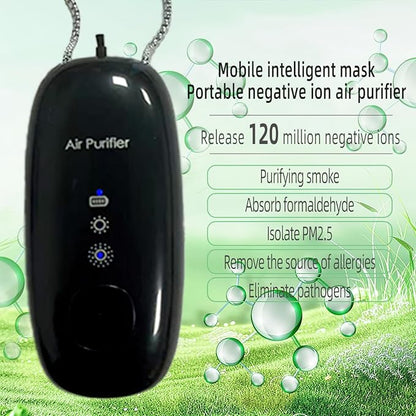 Portable Negative Ion Air Purifier Necklace, Personal Wearable Air Cleaner with 120 Million Ions (White)