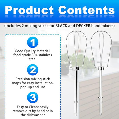 2pcs Hand Mixer Beaters Attachments Compatible with MX600B MX3200B MX1500W | Hand Mixer Beaters Attachments Compatible with MX Series Electric Hand Mixers for Cooking and Baking