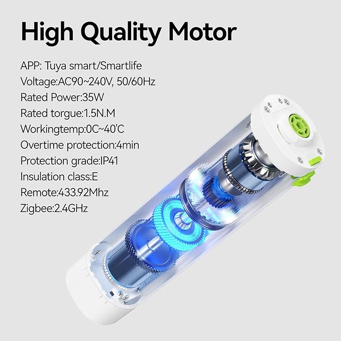 Curtain Rods for Windows up to 166 Inches Adjustable Length Electric Smart Curtain Track System with Remote, Motorized Automatic Curtain Opener, Alexa Google Home Tuya App Compatible