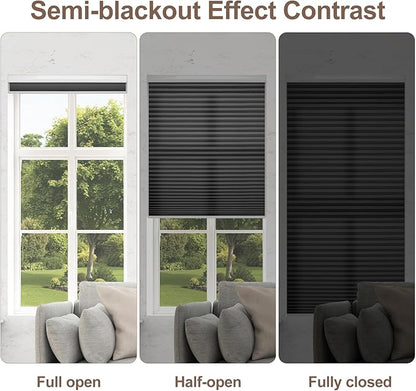 Godark Motorized Light Filtering Cellular Shades Compatible with Alexa/Google Home Electric Blinds Smart Honeycomb Shades for Windows Automatic Blinds with Remote Custom Size-Black