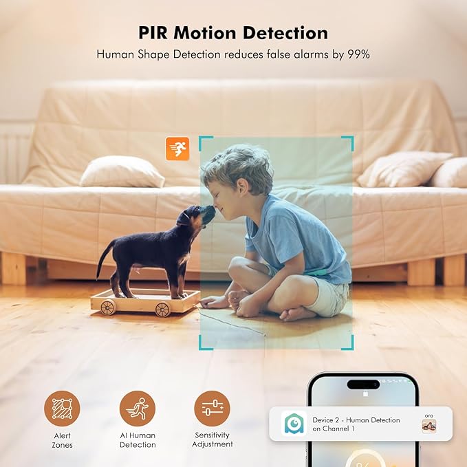 Battery Powered Indoor Camera Wireless for Home Monitoring, Rechargeable Pet Camera with 2-Way Audio, 360° PTZ, 2.5K Color Night Vision, Dual-Band WiFi, TF/Cloud Storage, Dog & Cat Cam with phone app