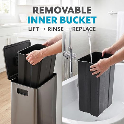 Simpli-Magic 13 Gallon / 50L Step Trash Can, Infinity Edge, Black