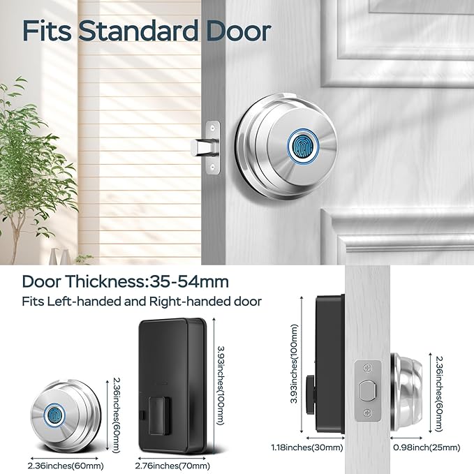 Deadbolt Smart Lock, Fingerprint Deadbolt Smart Door Lock with App Control, Smart Lock Deadbolt Keyless Entry Door Lock Smart Deadbolt for Front Door, Weather Resistant, Easy Installation