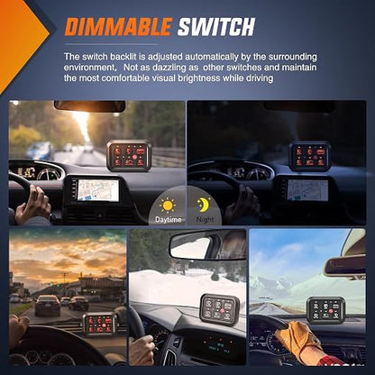 Nilight 6 Gang Switch Panel Relay System Automatic Dimmable | Universal Circuit Control with Fuse Wiring Harness ON-Off Red Backlit LED Pod for Cars Trucks Boats ATV UTV SUV