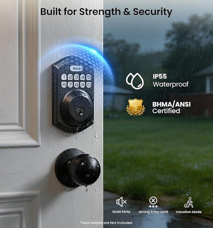Veise VE001 Keyless Entry Deadbolt, Electronic Keypad Lock, Matte Black