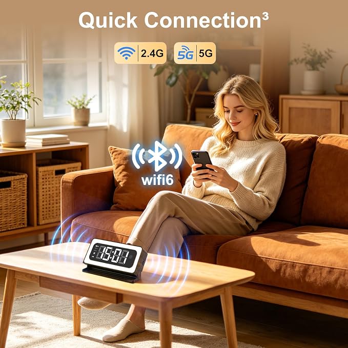 Clock Camera, 2K Wireless Indoor Camera, 2.4G & 5GHz Dual Band WiFi, Indoor Security Camera for Baby Pet Monitor, Color Night Vision, Motion Alerts, Remote View,3-Level Night Light