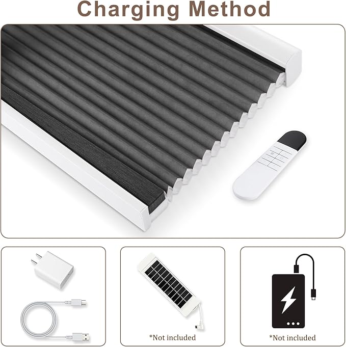 Godark Motorized Light Filtering Cellular Shades Compatible with Alexa/Google Home Electric Blinds Smart Honeycomb Shades for Windows Automatic Blinds with Remote Custom Size-Black