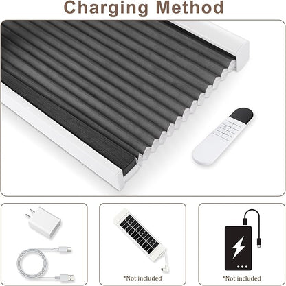 Godark Motorized Light Filtering Cellular Shades Compatible with Alexa/Google Home Electric Blinds Smart Honeycomb Shades for Windows Automatic Blinds with Remote Custom Size-Black