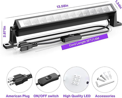 8PCS 40W LED Black Light Bar for Glow Party, Blacklight with Plug &Switch, Each Light Up 484 Sq.ft Area, Glow Light for Halloween, Fluorescent Body Paint, Stage Lighting, Bedroom