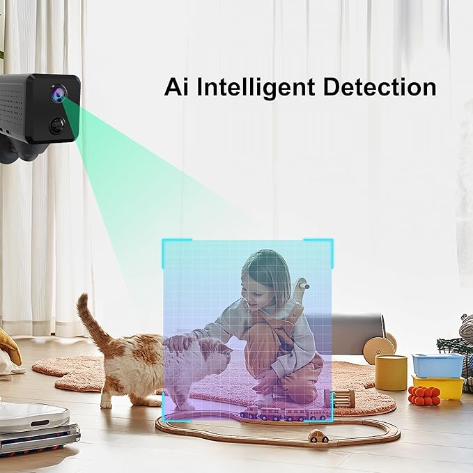 Wireless Mini Security Camera FKJ-WiFi, Remoted App Viewing, Long time Standby Battery Camera for Home, 2K Live View, Portable,Indoor with Auto Night Vision & Real-time Motion Alerts