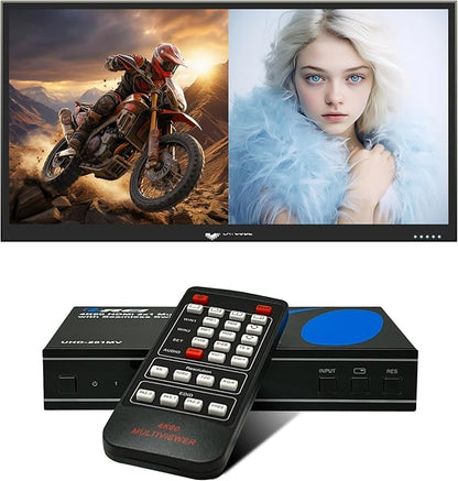 OREI 4K HDMI Multi Viewer 2 in 1 Out Switcher 2 Ports Seamless IR Remote Support 4K @ 60Hz 1080P for PS4/PC/DVD/Security Camera HDMI Switch Optical Audio L/R Output - (UHD-201MV)