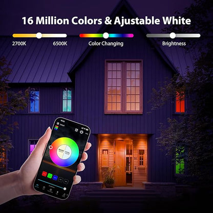 Smart Light Bulbs Dimmable, 9W E26 LED Smart Bulb Music Sync RGB Color Changing 2700-6500K Tunable White, RGBCW Bluetooth Light Bulb with App Control for Party Home 60W Equivalent 1 Pack