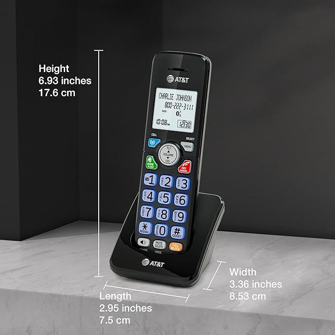 AT&T Accessory Handset for DL72X79 Series Cordless Phone with Bluetooth Connect to Cell, DECT 6.0, Big Buttons, Unsurpassed Range, ECO Mode, Backlit Display, Supports Up to 5 Total Handsets: DL70079