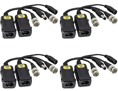 zdyCGTime Passive HD Video Balun BNC to RJ45 Network Transceiver Cat5/Cat6 Adapter Cable with DC Power 720P - 8MP Cat6 to BNC Male Connecto for CCTV Security Surveillance Camera System(16.5cm/4Pairs)