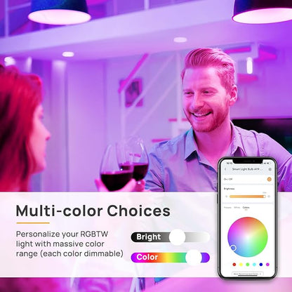 Linkind BR30 Smart Light Bulbs, WiFi Flood Light Bulbs Compatible with Alexa & Google Home, RGBTW Color Changing Light Bulb, 1800K-6500K Tunable White, E26 8W Equivalent 60W, 2.4Ghz WiFi only, 4 Pack