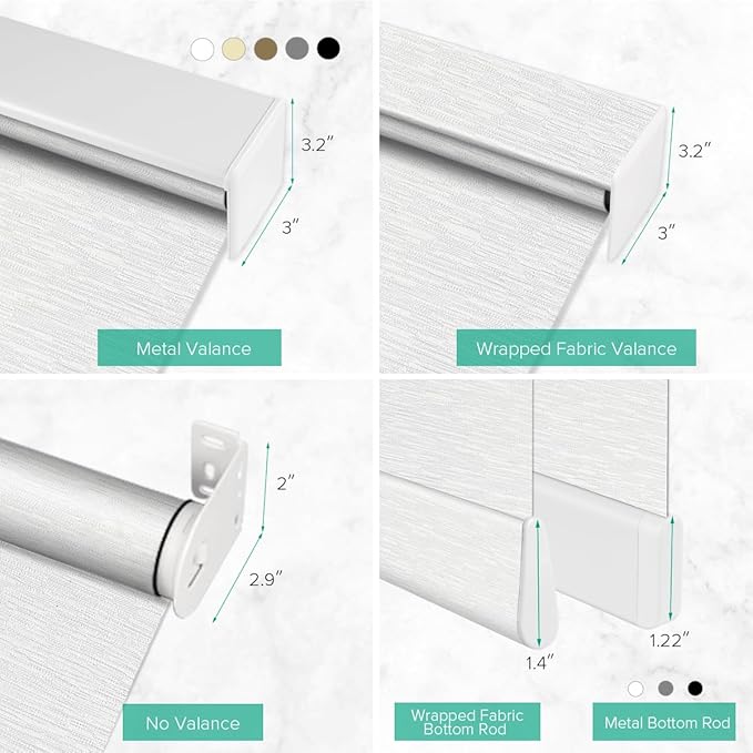 Motorized Roller Shades, Light Filtering Remote Control Custom Window Shades Compatible with Alexa Google Assistant via RF Hub, Rechargeable Electric Blinds for Windows (Texture White)