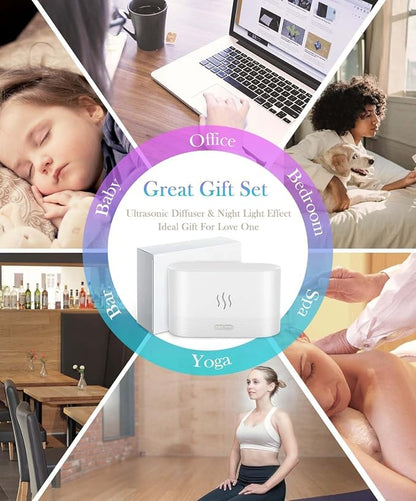 Aegci Essential Oil Diffuser Humidifer with Flame Light Effect, 180ml Air Diffuser for Essential Oils, Humidifiers for Bedroom with 2 Brightness, Auto-Off Function(White)