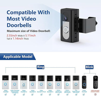 KIMILAR Anti-Theft Video Doorbell Mount Compatible with Ring/Blink Wireless Video Doorbell, Adjustable Mounting Bracket Accessories for Houses, Apartments, Businesses, Not for Blink 2nd Gen