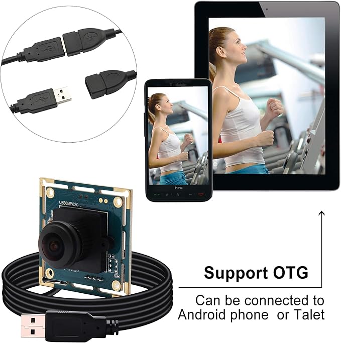 8MP USB Camera Module - Wide Angle 180-Degree Fisheye Lens Webcam Board for Computer, IMX179 4K Security CCTV Camera for Raspberry Pi Mac