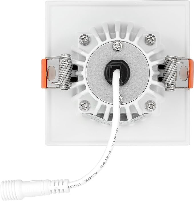 Maxxima 2 in. Ultra-Thin Recessed Anti-Glare LED Downlight - Canless IC Rated, 500 Lumens, 5 Color Temperature Selectable 2700K/3000K/3500K/4000K/5000K, Dimmable Square White Trim Black Baffle, 90 CRI