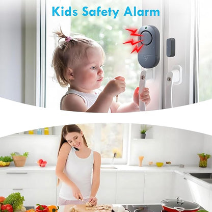 120DB High Decibel Door Window Alarms for Home Security, Toddler Child Safety Entry Open Alert Door Chime, Anti Intrusion Sensor for Household Store Apartment Garage, 10 Pack Gray