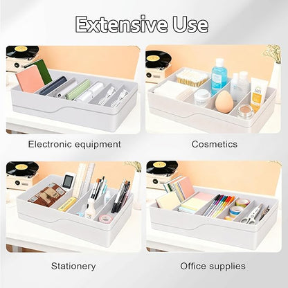 Cable Organizer Storage Box with 7 Wire Ties,Power Cord Organizer with 7 Compartments for Office,Home,Desk Accessories Storage Stationery Supplies (Large Size)