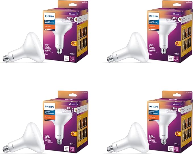 Philips LED Flicker-Free Frosted Dimmable BR40 Light Bulb - EyeComfort Technology - 800 Lumen & Flicker-Free Frosted Dimmable BR30 Light Bulb - EyeComfort Technology - 650 Lumen
