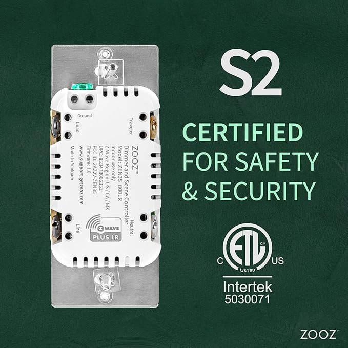 Zooz 800 Series Z-Wave Long Range Dimmer & Scene Controller ZEN35 800LR, White | Z-Wave Hub Required