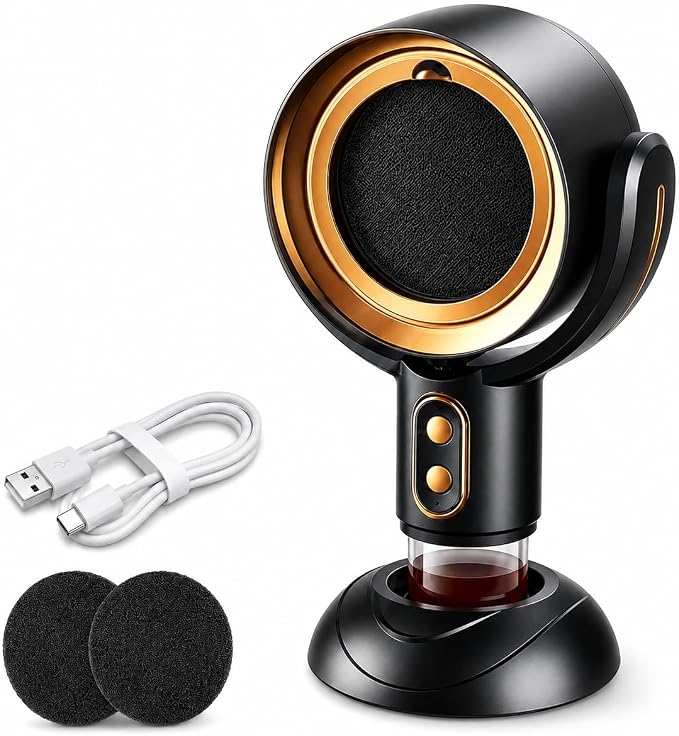 PuffHide Portable Smoke Purifier for Indoor Smoking with 2-Speed Exhaust Fan, Adjustable Angle Compact Cleaner for Kitchen Cooking, BBQ & Indoor Use, Black Gold