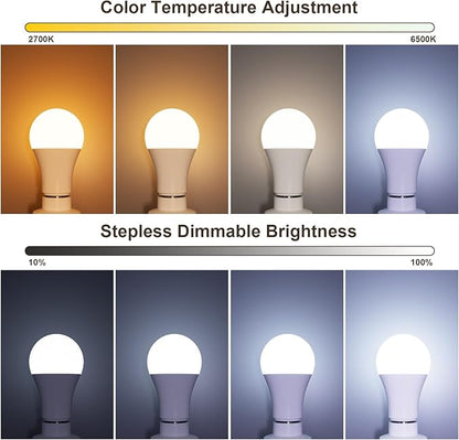 ORALUCE LED Remote Control Light Bulbs 60 Watt Equivalent, Dimmable 2700-6500K Lightbulbs E26 Base, A19 Bluetooth Smart Light Bulb for Lamp, Bedroom, 1 Pack with Remote Control