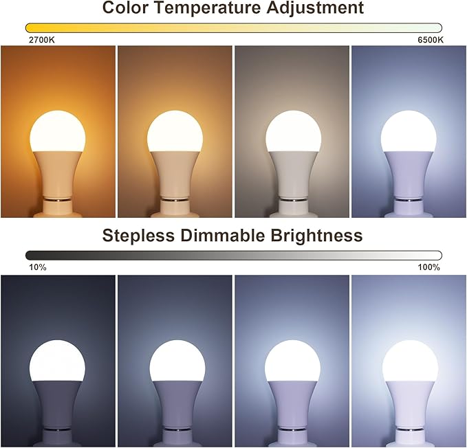 ORALUCE LED Remote Control Light Bulbs 60 Watt Equivalent, Dimmable 2700-6500K Lightbulbs E26 Base, A19 Bluetooth Smart Light Bulb for Lamp, Bedroom, 4 Pack with Remote Control